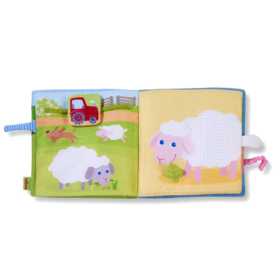 Down on the Farm Soft Book with Cow Puppet - HABA USA